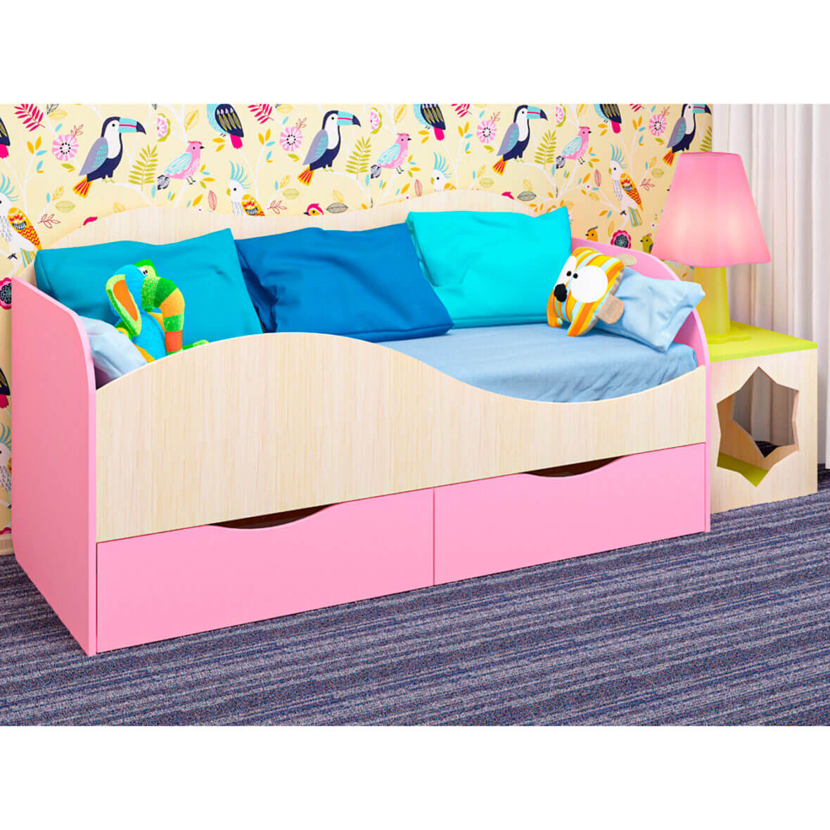 Кровать детская с бортиком Кроха мол-пинк розовый