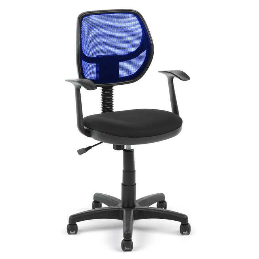 Компьютерное кресло Степ – TK-1 (черный)/S-10 синий (сетка)