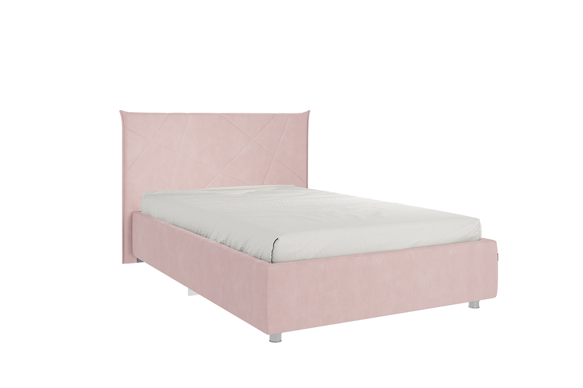 Кровать Квест 1.2 с основанием – Нежно-розовый (велюр)