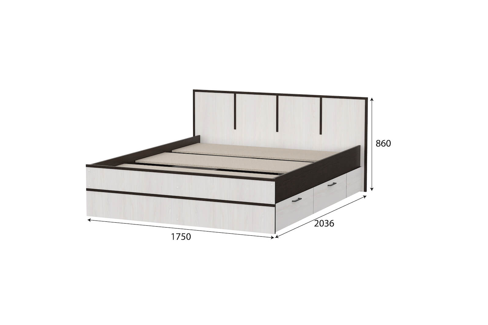 Кровать Карелия 1,6м венге-анкор с размерами