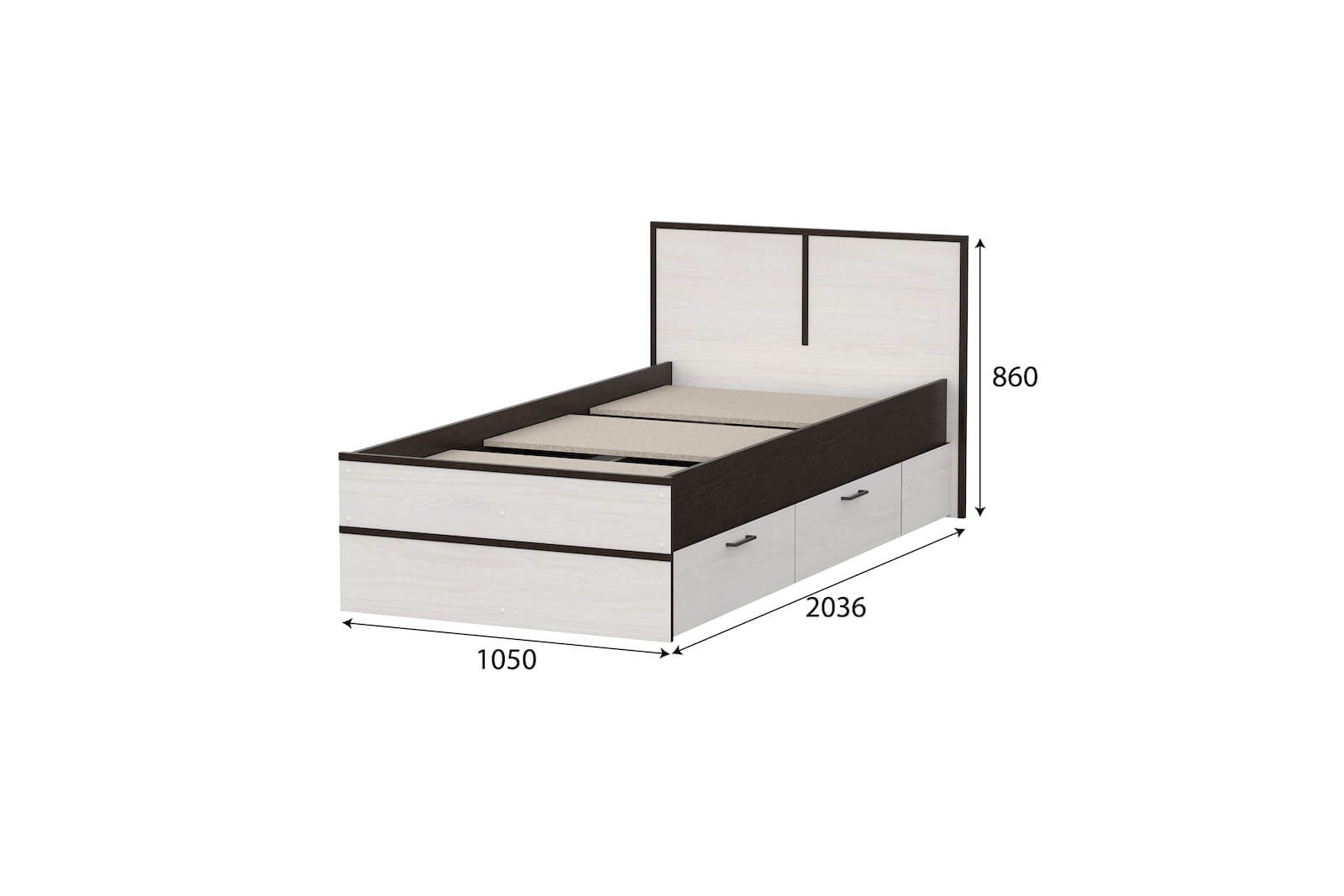 Кровать Карелия 0,9м венге-анкор с размерами