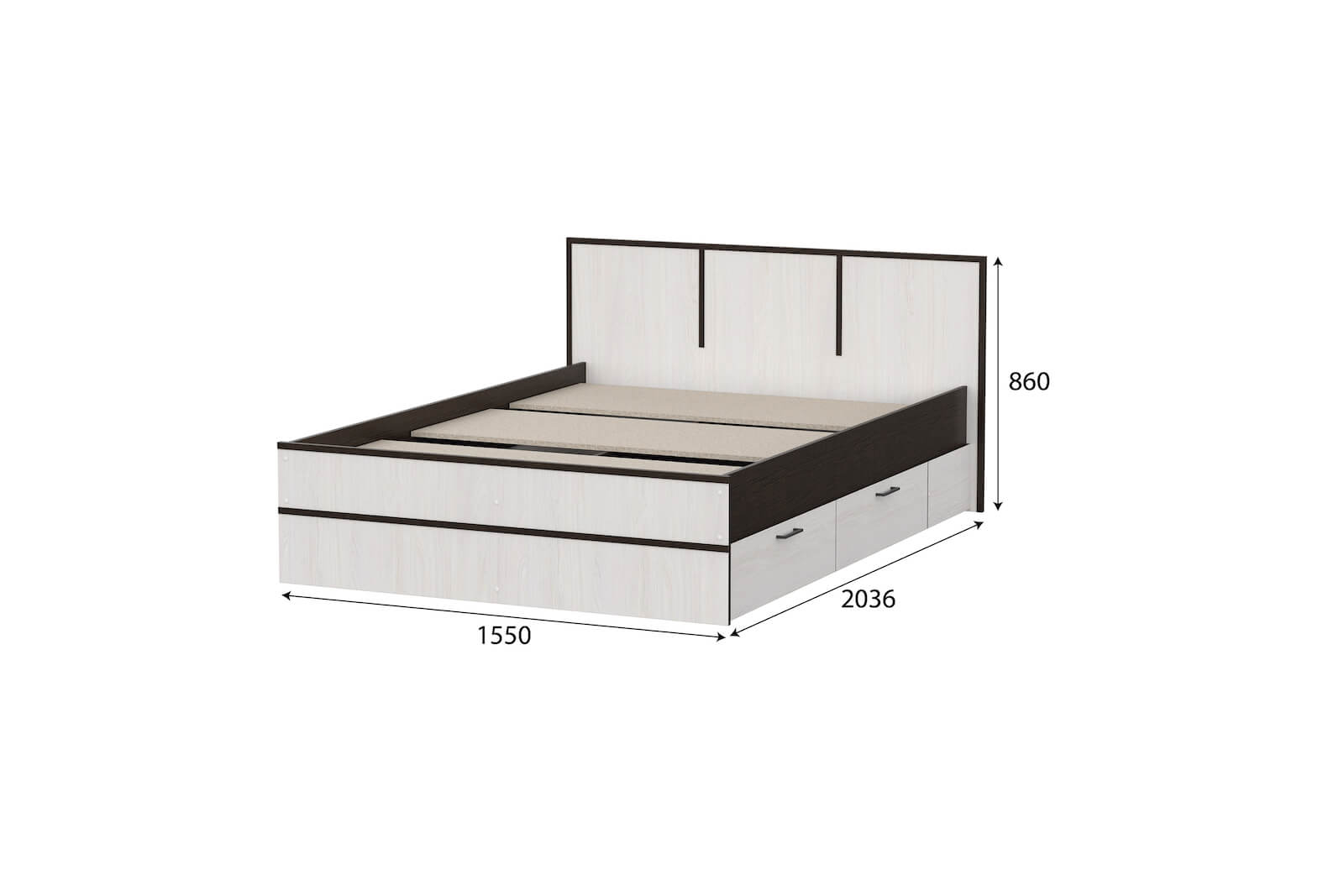Кровать Карелия 1,4м венге-анкор с размерами